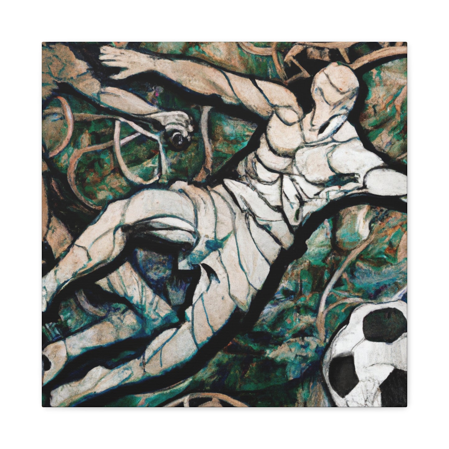 "Playing Soccer in Art Nouveau" - Canvas