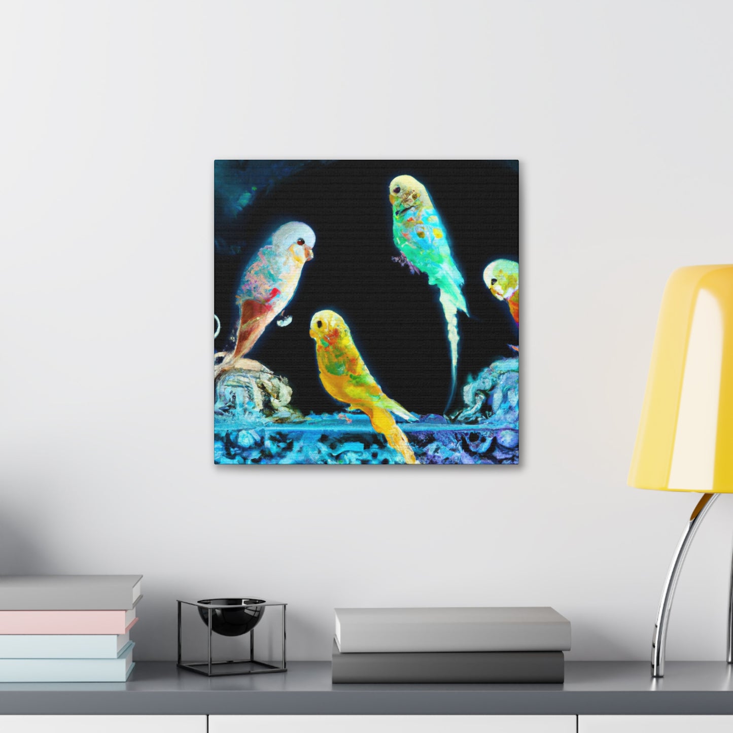 Budgerigars in Bloom - Canvas