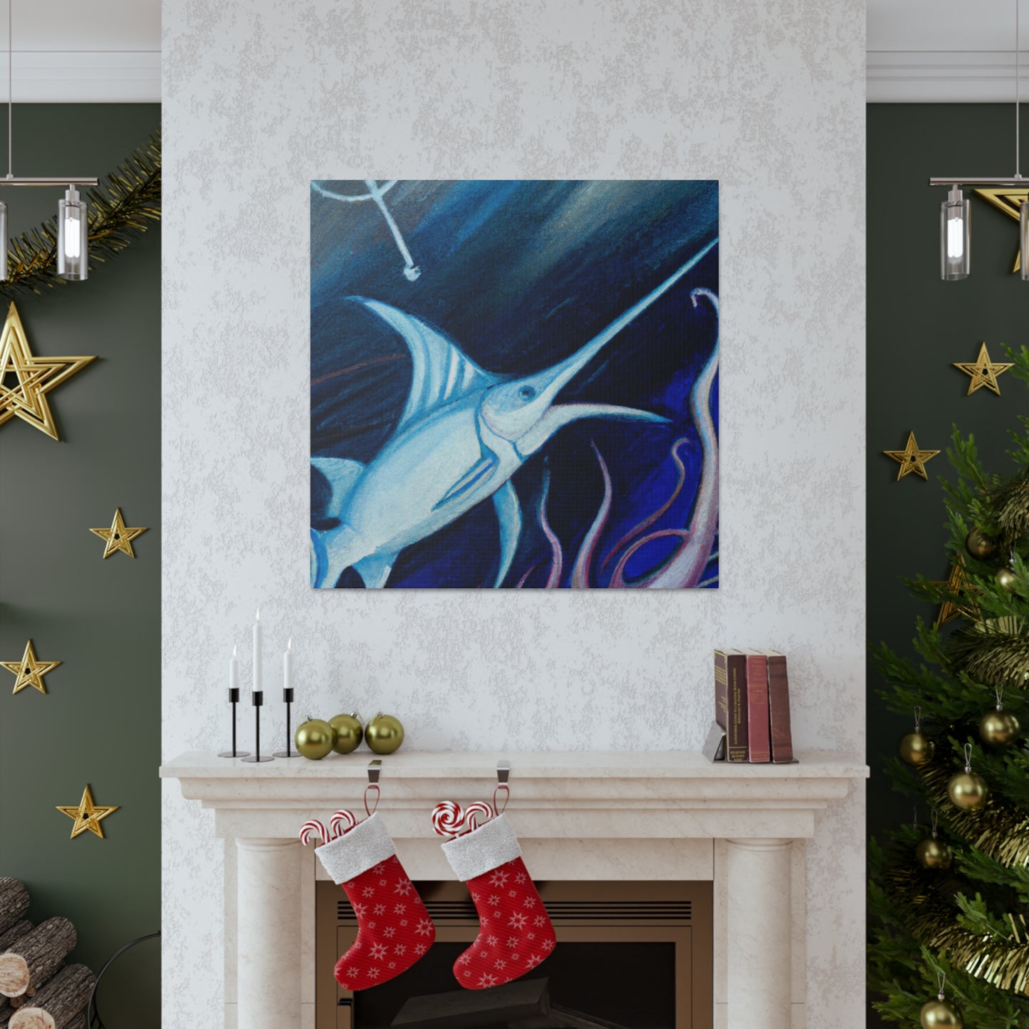 "Swimming Swordfish Splendor" - Canvas