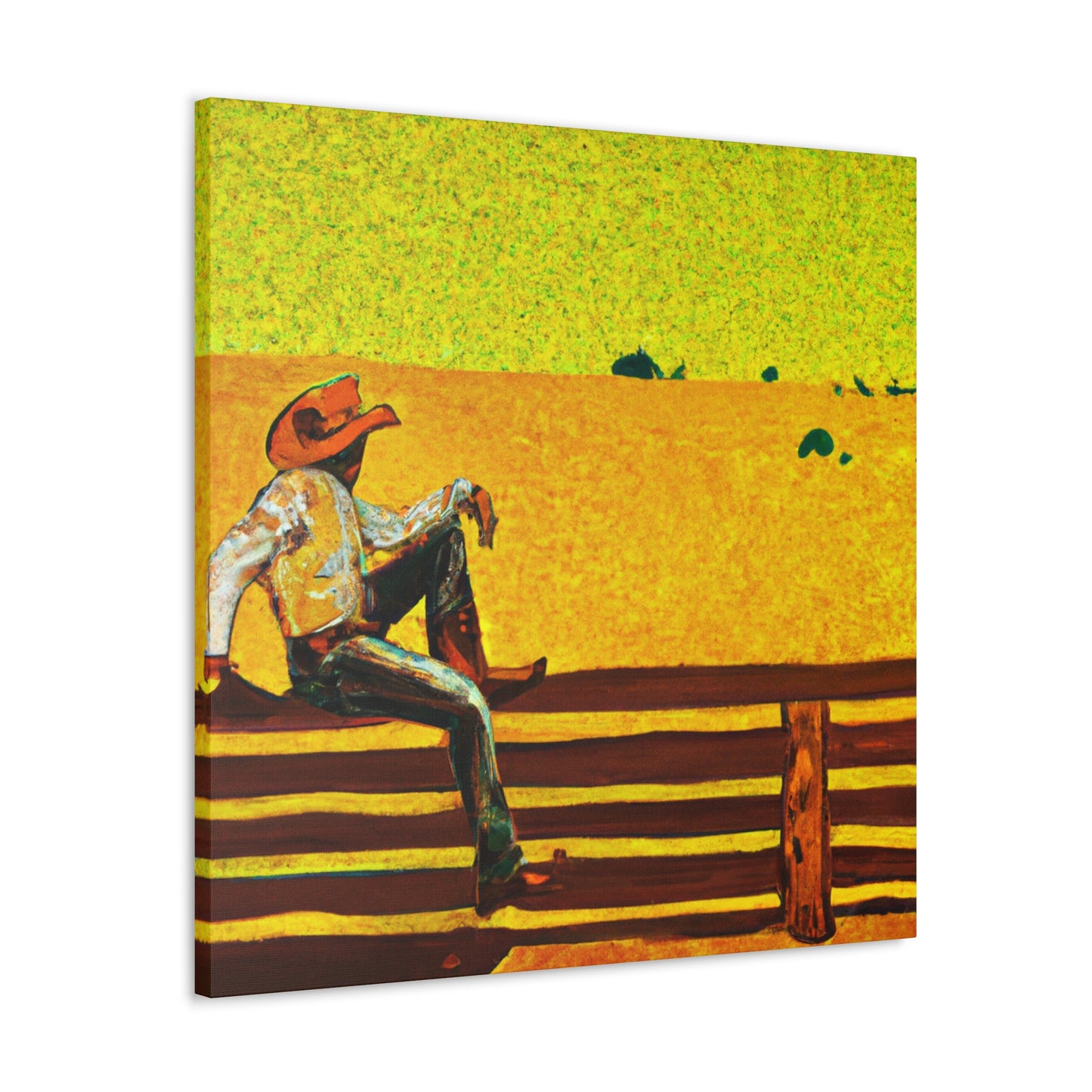 Cowboy on the Fence - Canvas