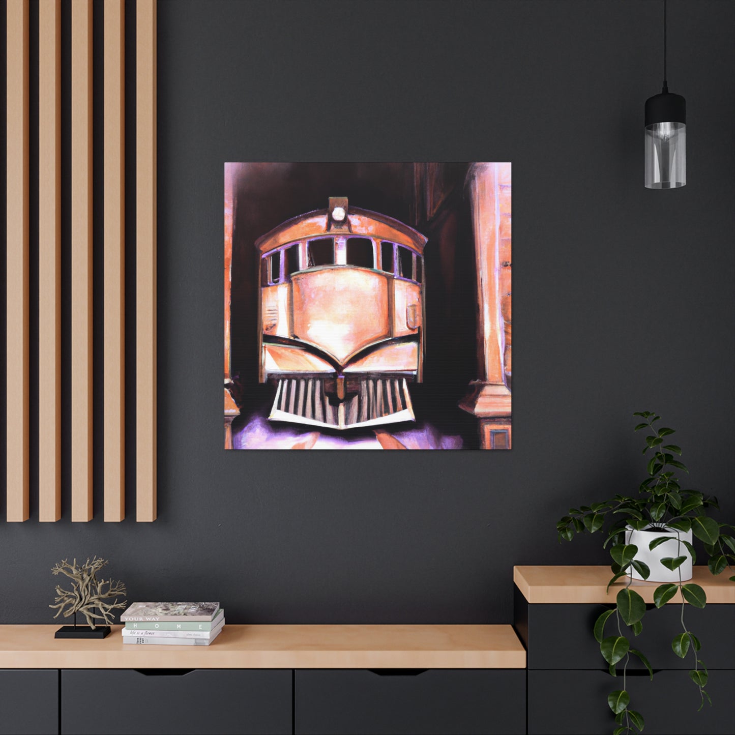 "Train in the Cityscape" - Canvas