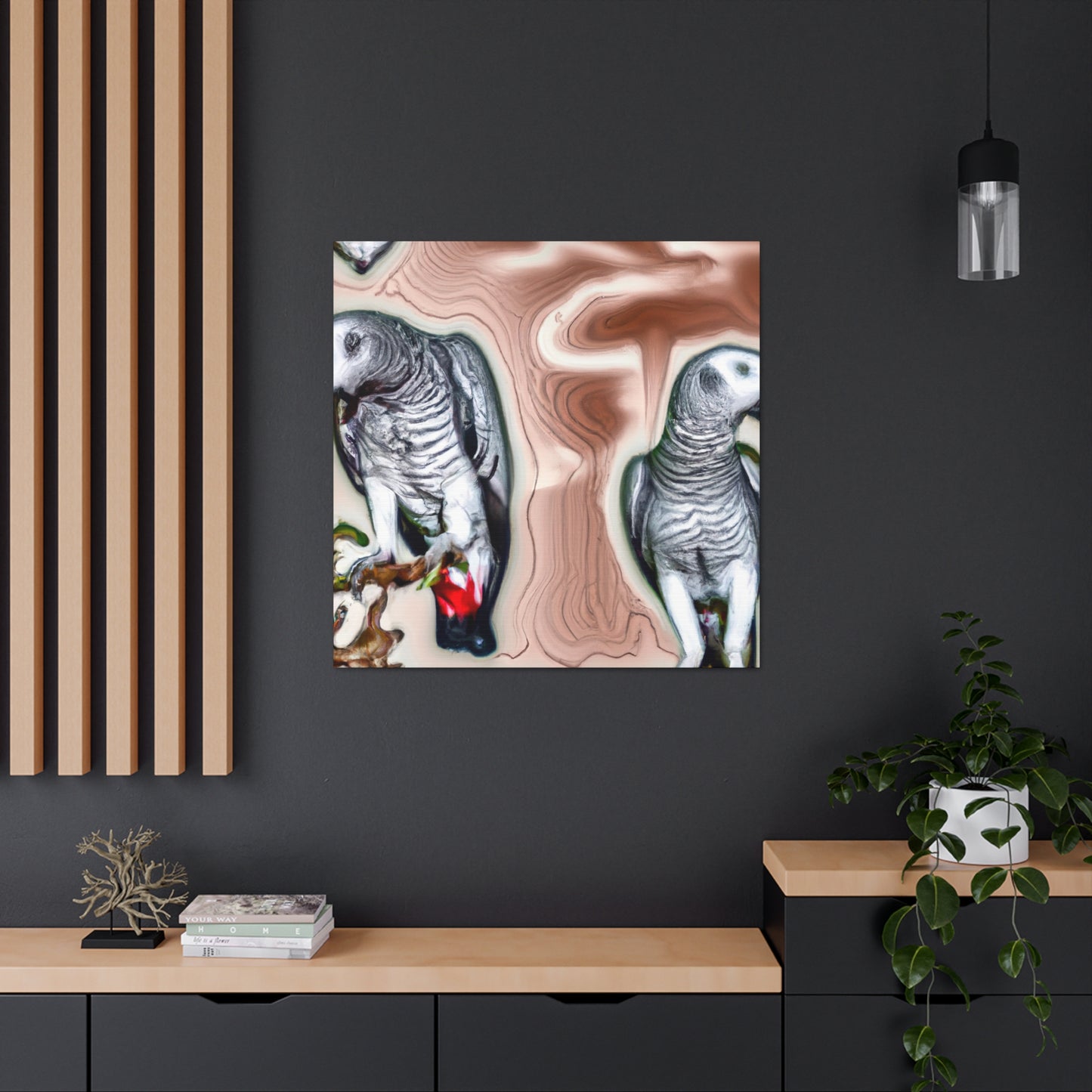 African Greys Abound - Canvas