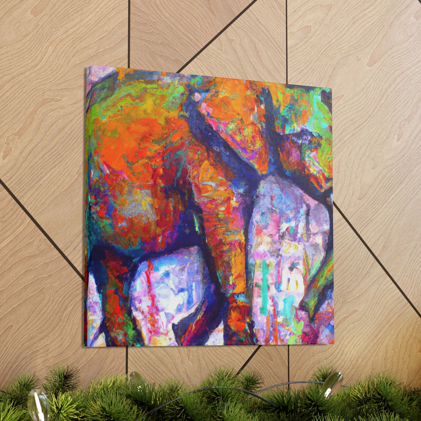 Elephant Embrace Abstraction - Canvas