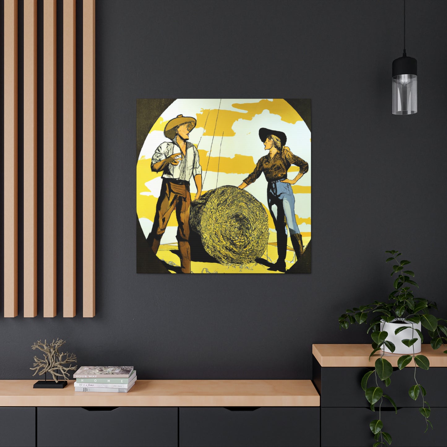 "Hay Bales at Sunset" - Canvas