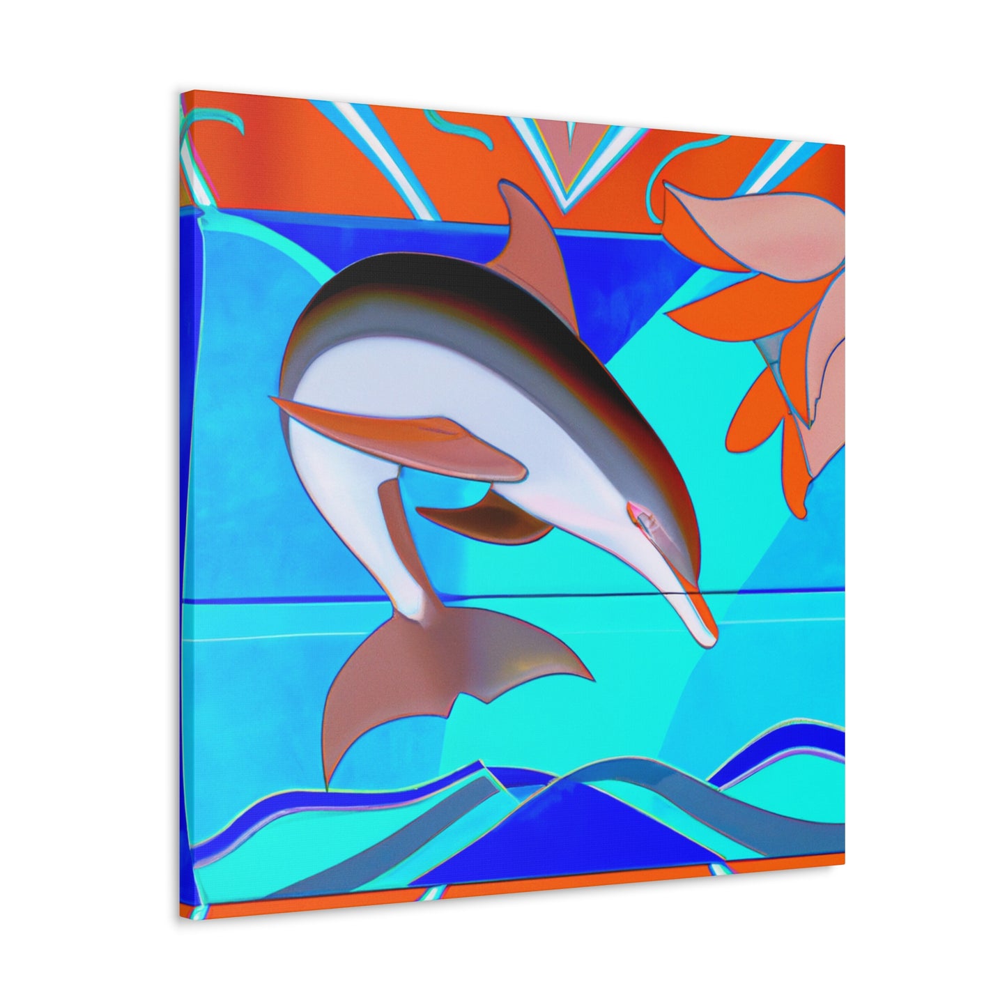 "Dancing Dolphin Deco" - Canvas