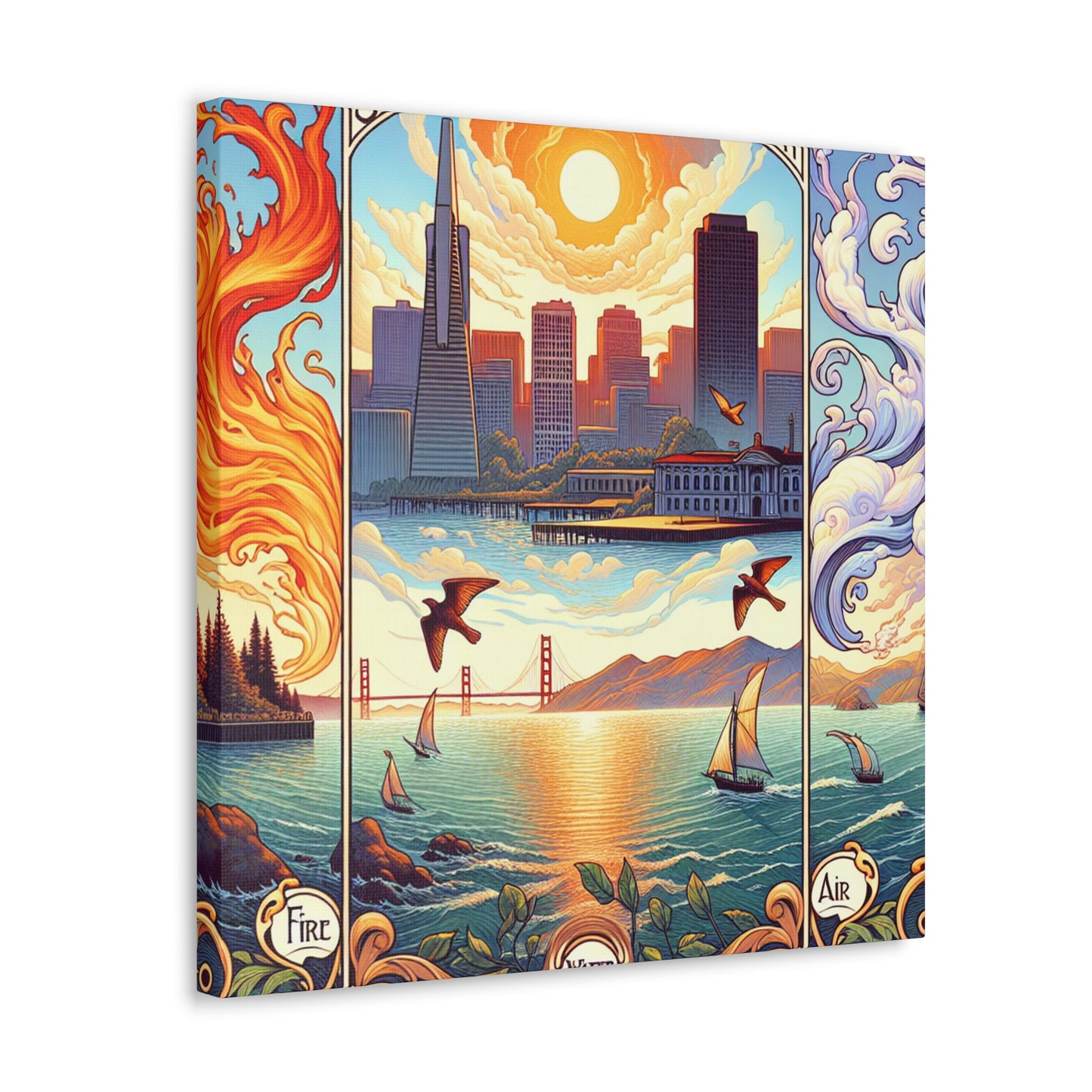 "Golden City Whispers" - Canvas