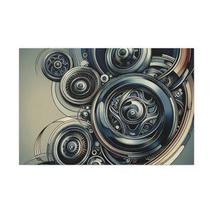 "Reflective Revolutions: Hubcaps" - Canvas