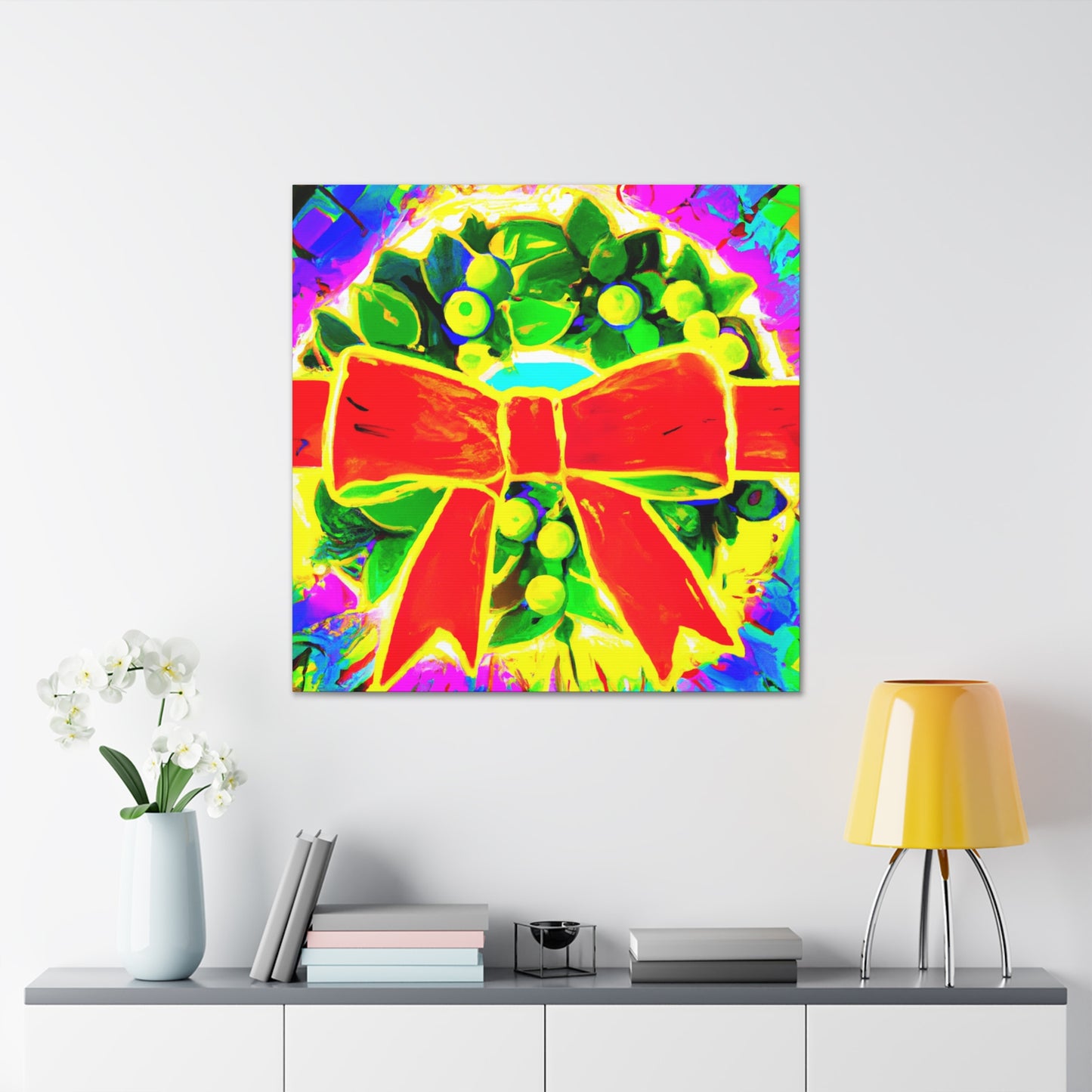 "Wreath of Colorful Joy" - Canvas