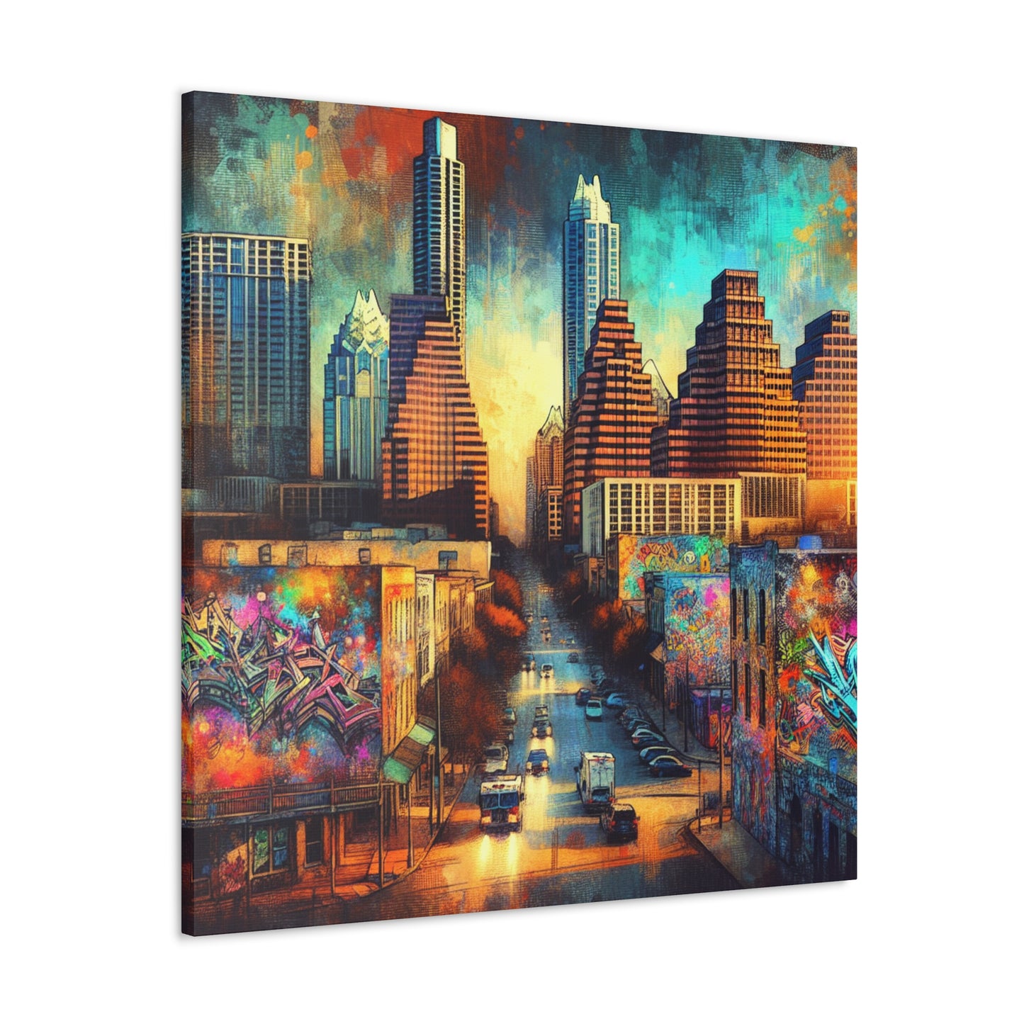 "Vibrant Vintage Austin Vibe" - Canvas