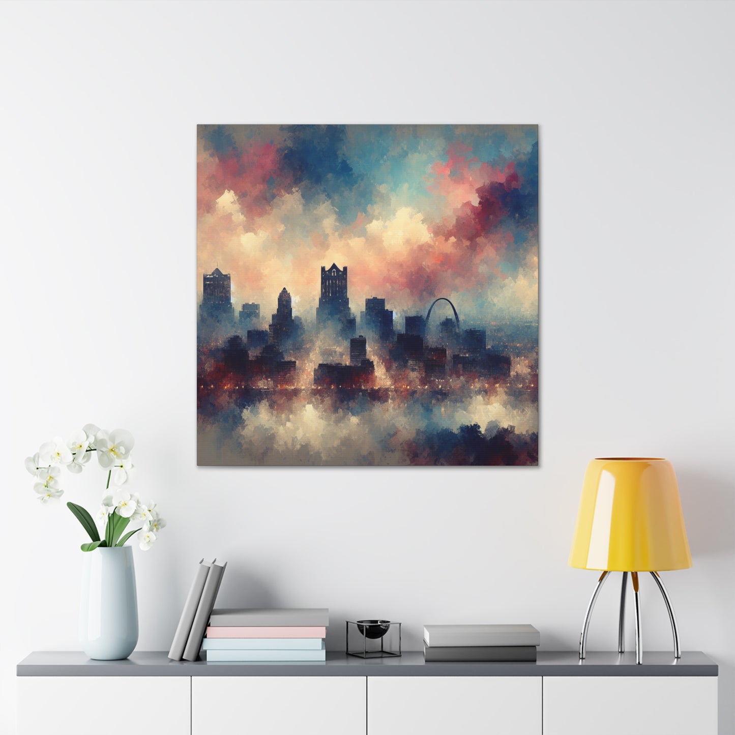 "River's Embracing Urban Rhythm" - Canvas