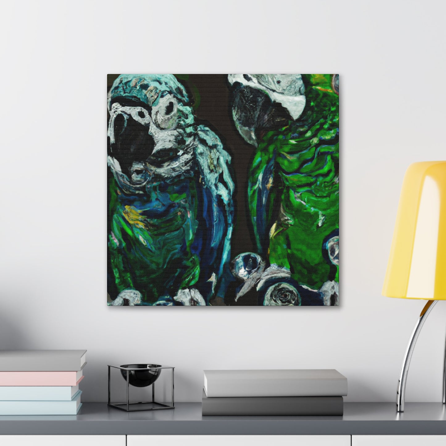 Amazon Parrots Bursting - Canvas