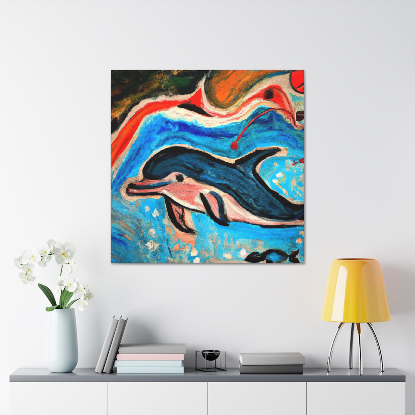 "Dolphins in the Sunset" - Canvas