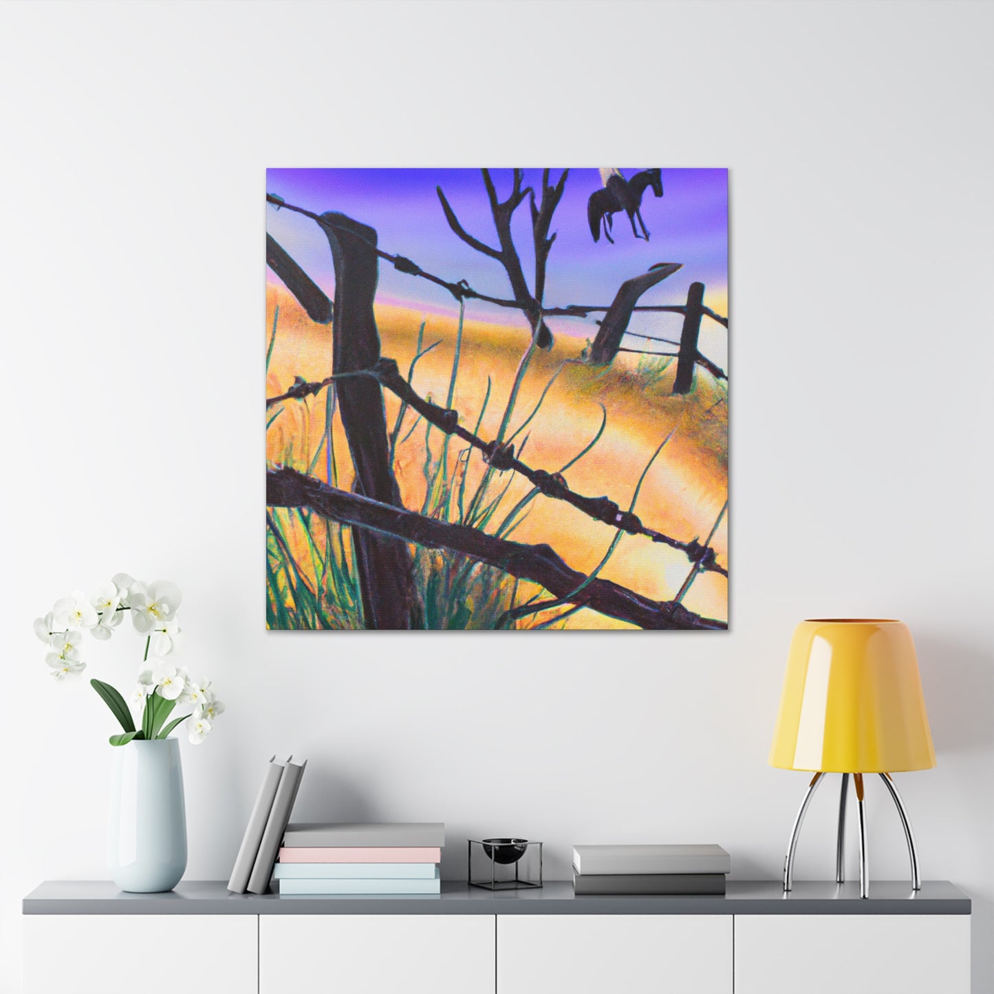 "Barbed Wire Fence Scene" - Canvas