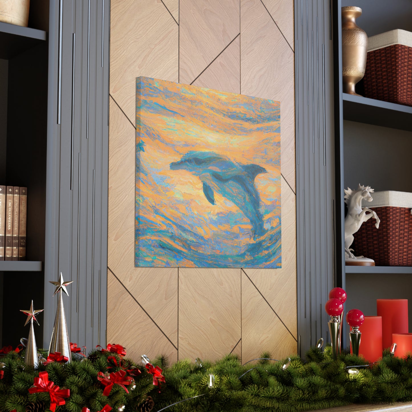 "Dancing Dolphins in Color" - Canvas