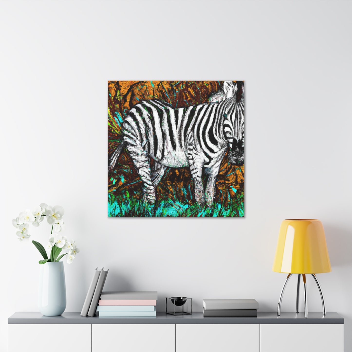 "Zebra's Striped Reflection" - Canvas