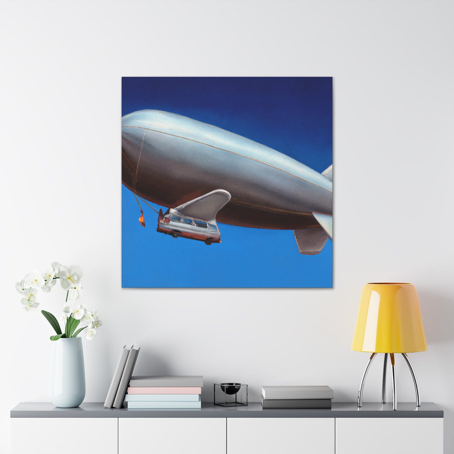 "Floating Through Sky: Blimp" - Canvas