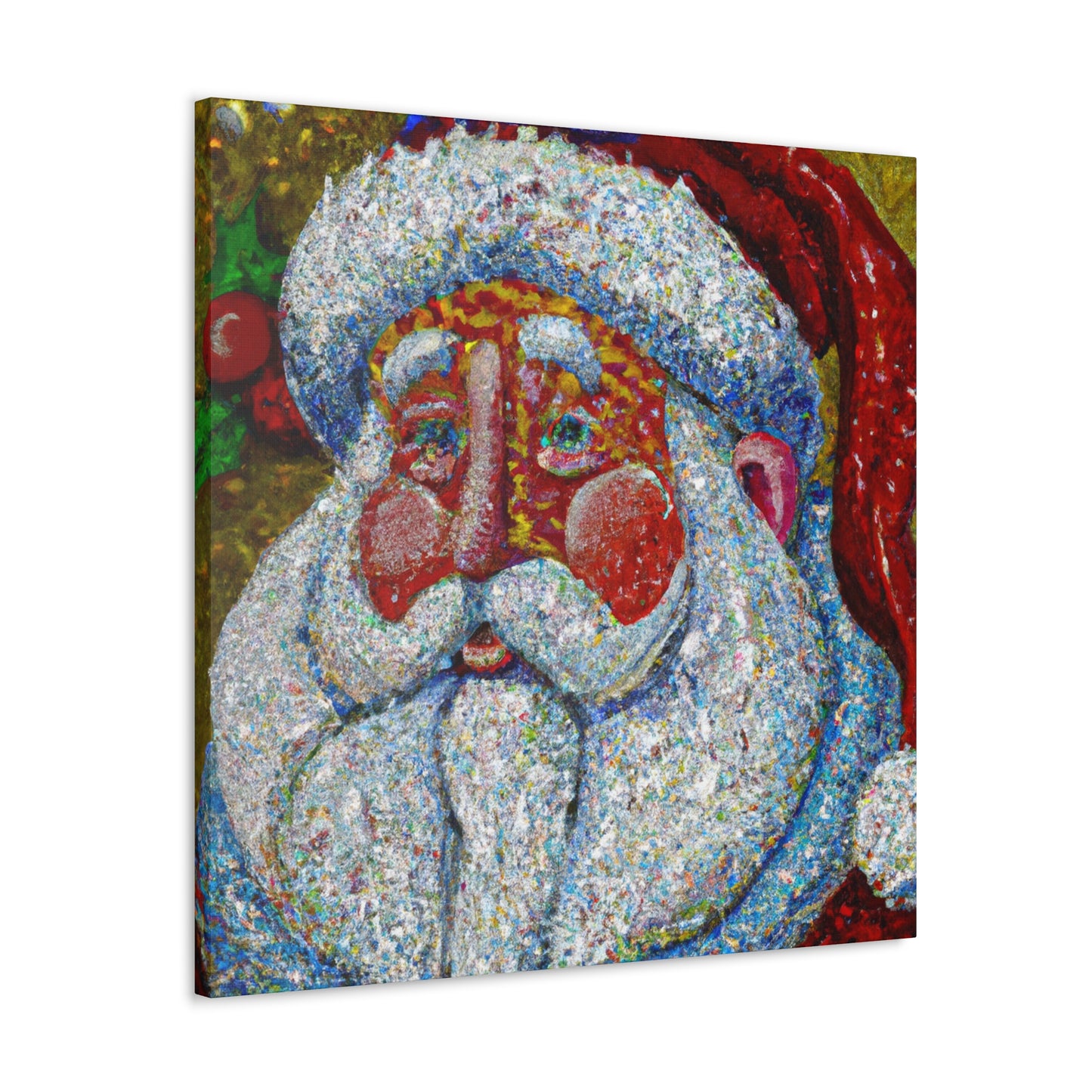 Santa's Pointillism Joy - Canvas