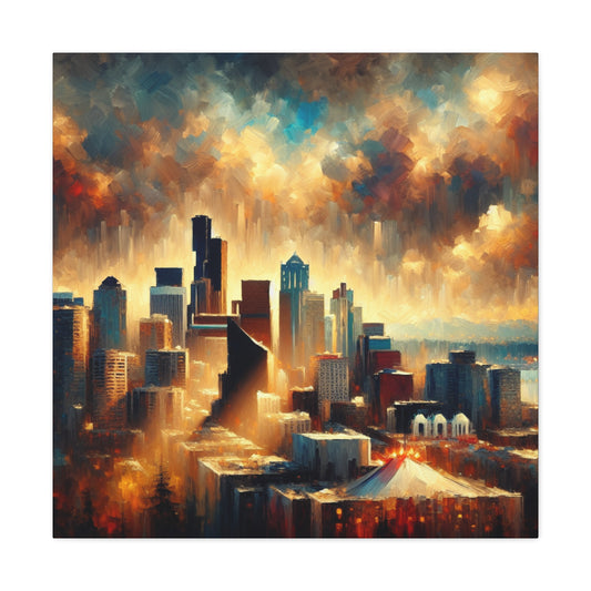 Misty Emerald City Lights - Canvas