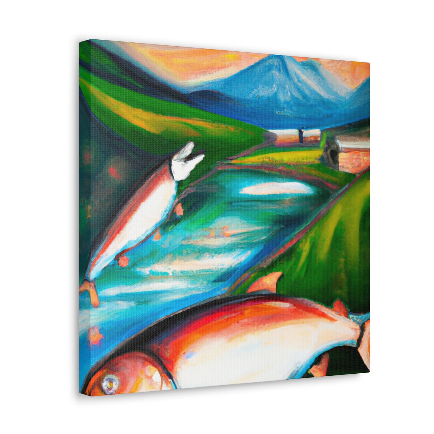 Salmon Swimming Serenely - Canvas