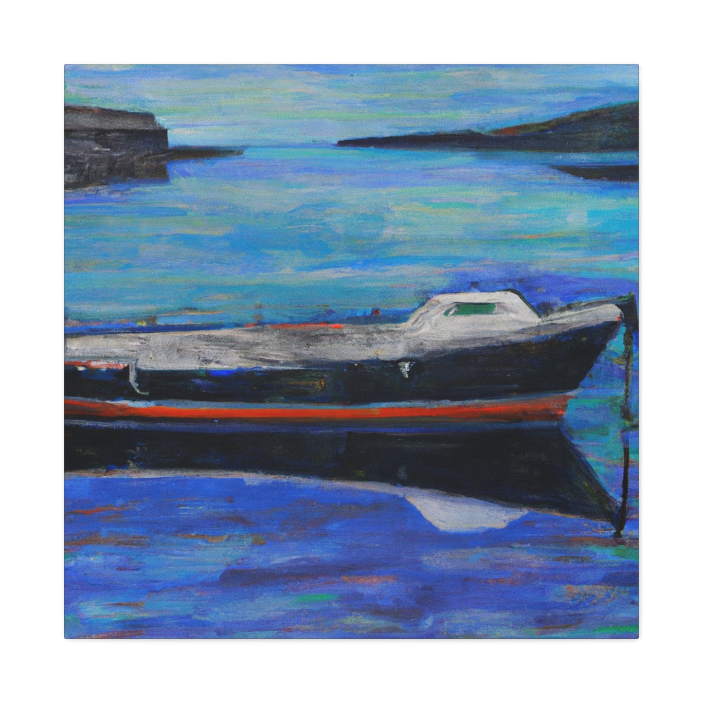 "Boats at Dawn Illustration" - Canvas