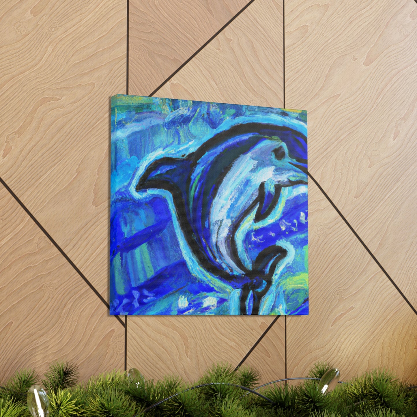 Dolphin in Blue Spray - Canvas