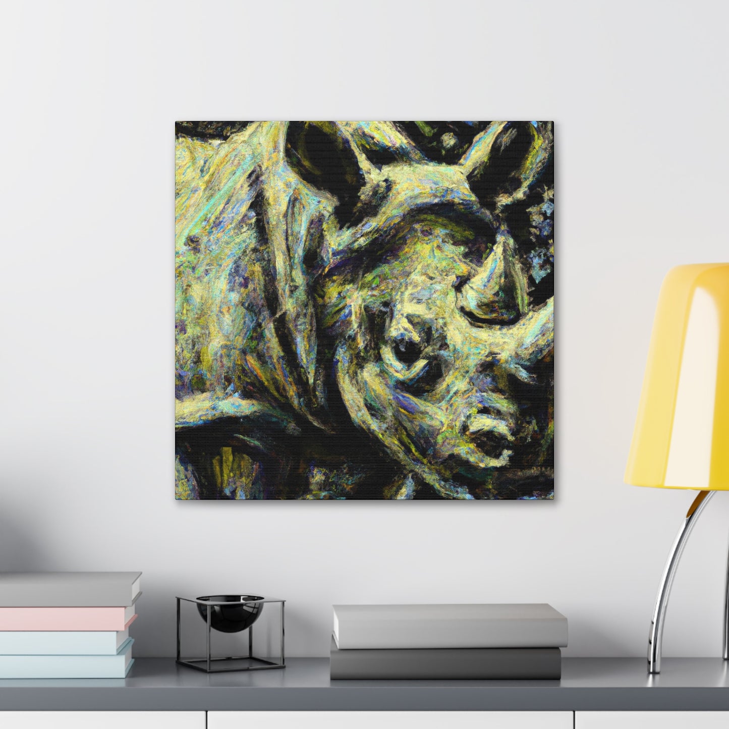 Indian Rhinoceros Impressionism - Canvas