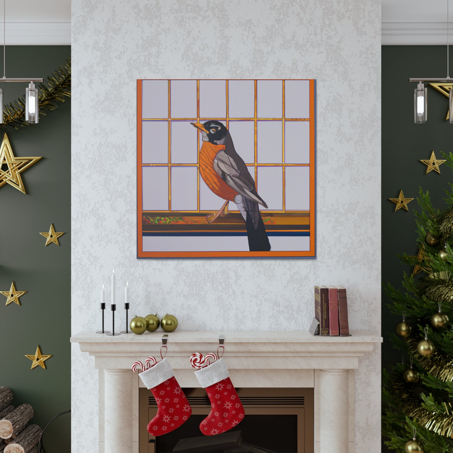 "Robins Singing Deco" - Canvas