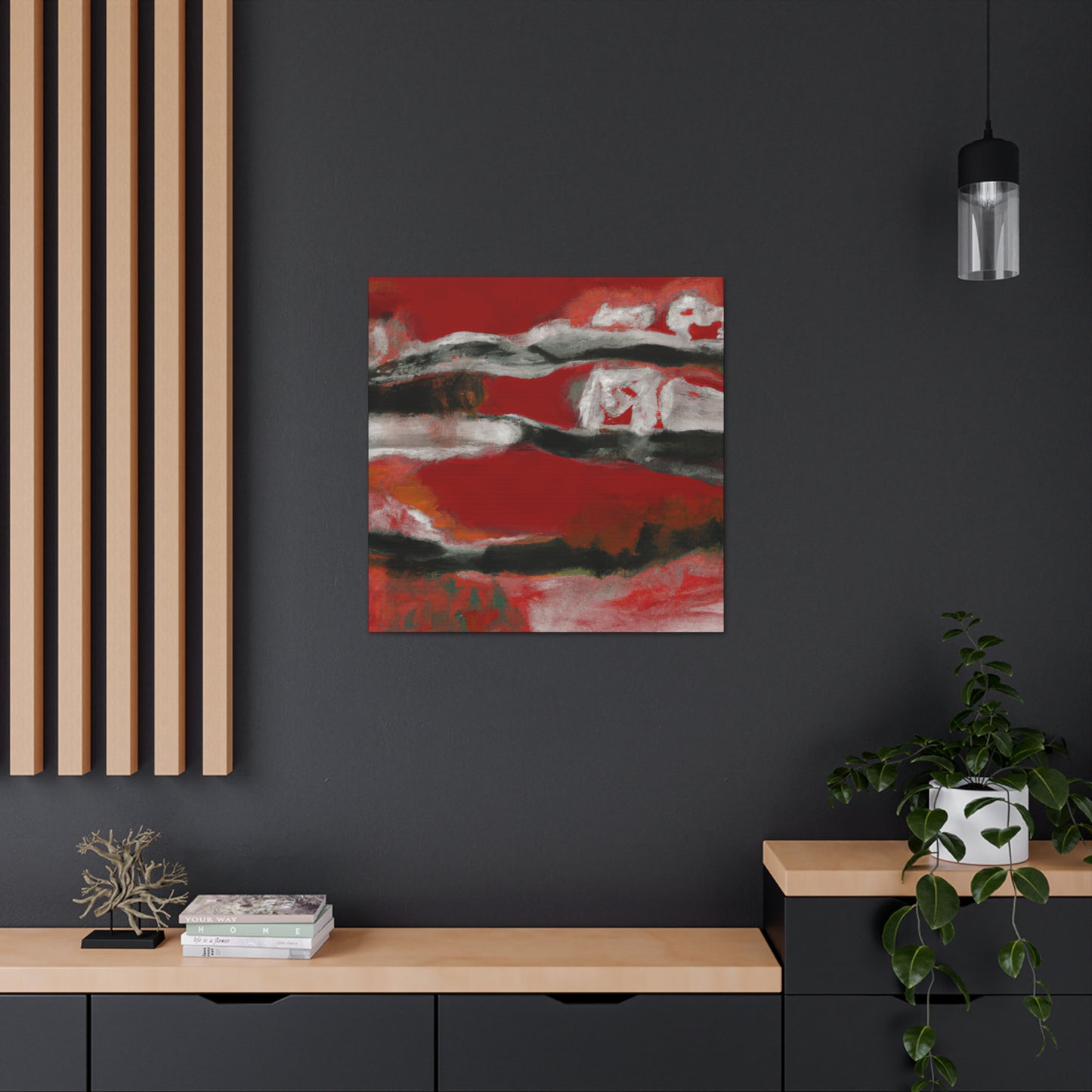 Salmon on Red Abstraction - Canvas