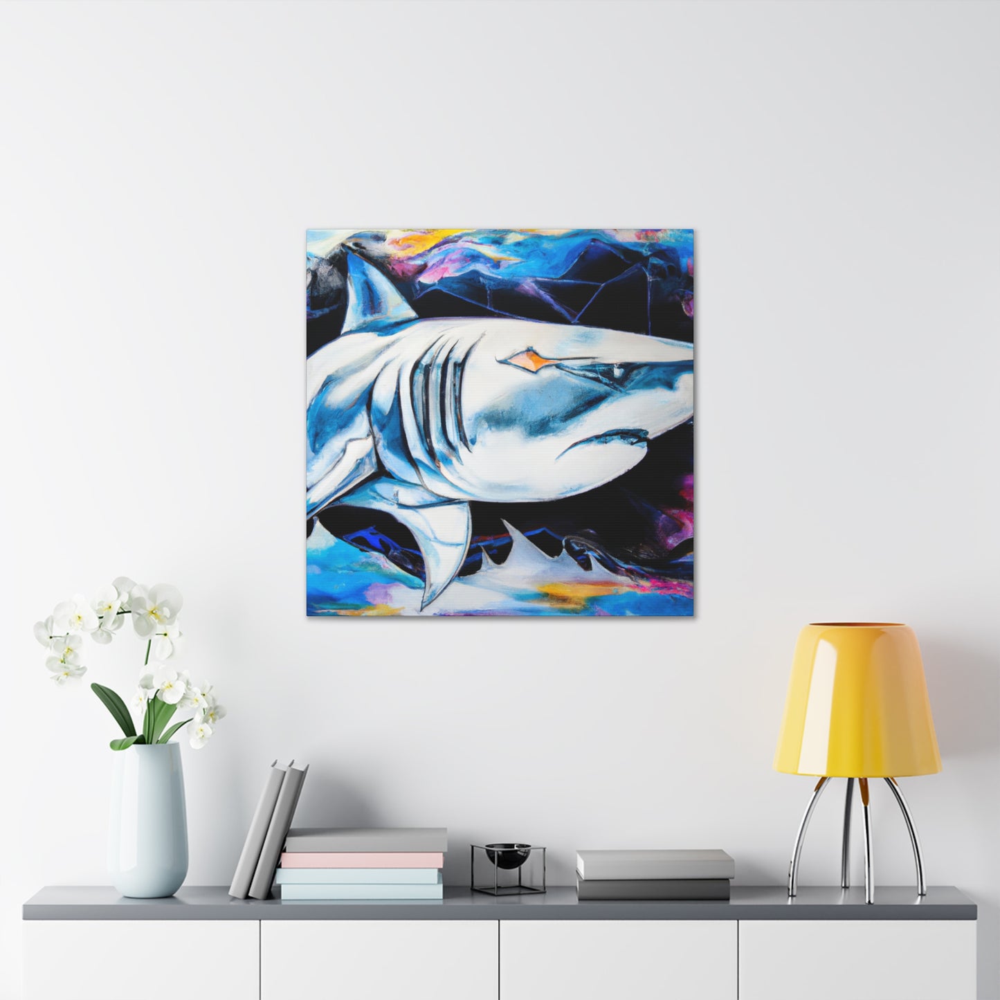 Shark in Turquoise. - Canvas