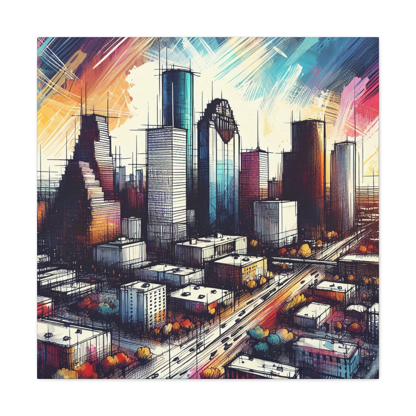 "Urban Luminosity: Houston's Vibes" - Canvas