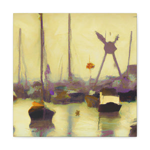 "Harbor at Sunrise Scene" - Canvas