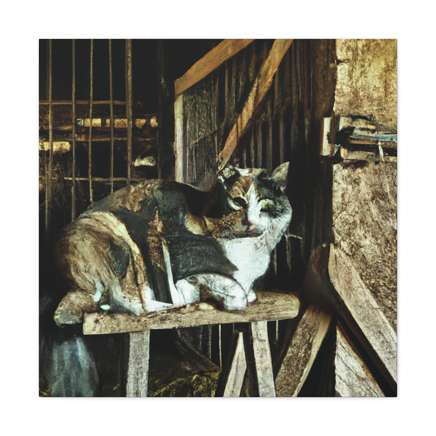 "Barn Cat Contentment" - Canvas