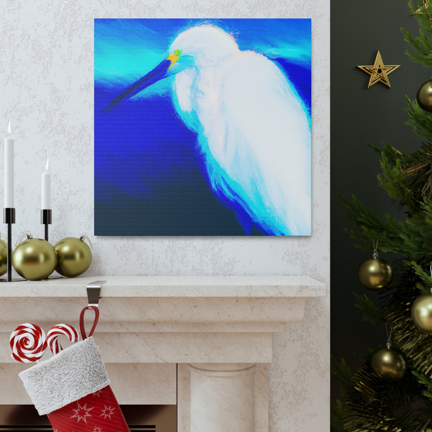 Snowy Egret Surreal - Canvas