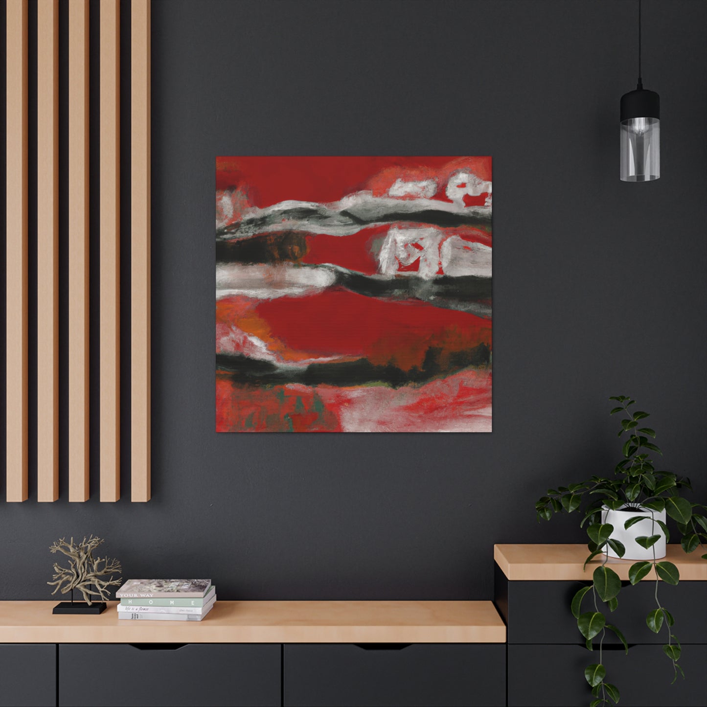 Salmon on Red Abstraction - Canvas