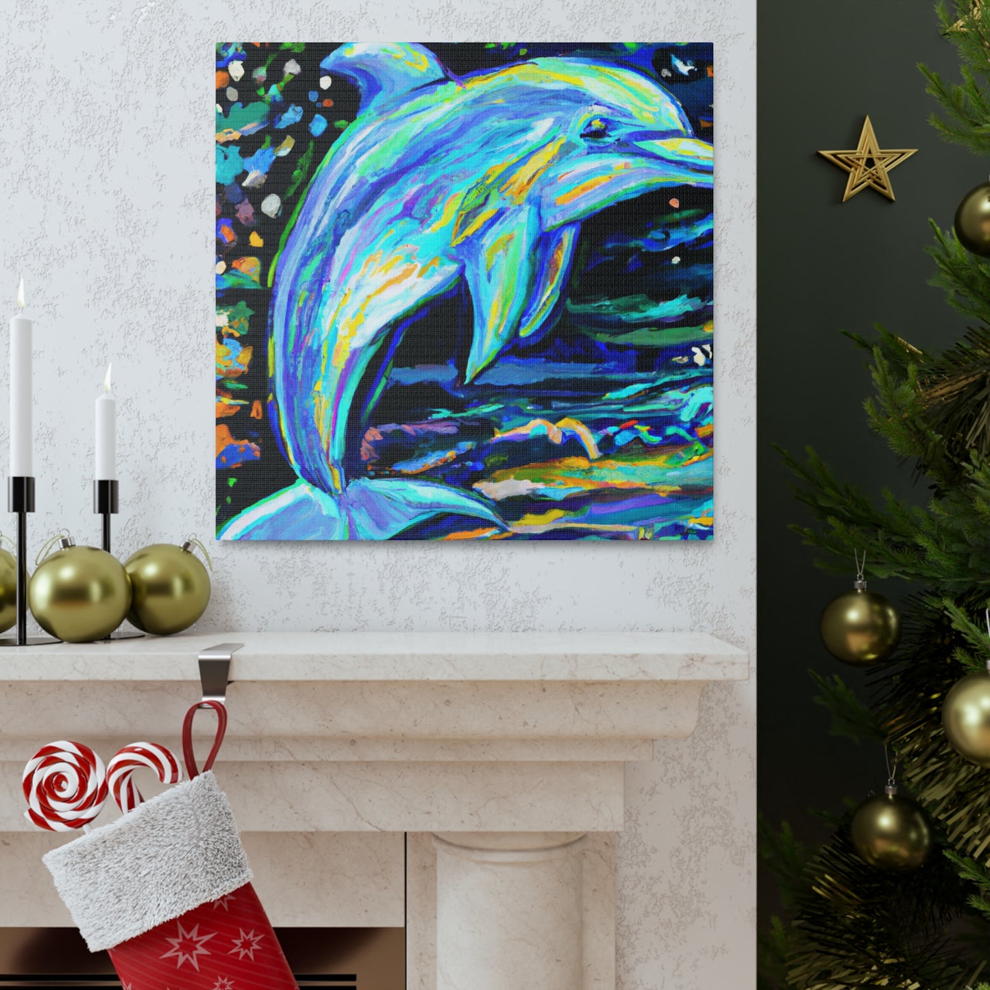 Dancing Dolphin Fauvism - Canvas