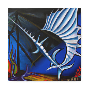 "Sailfish at Sunset" - Canvas