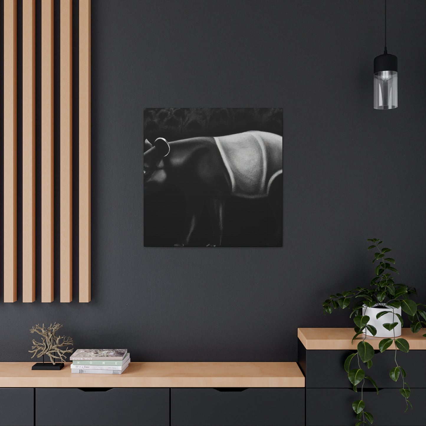 The Malayan tapir is an iconic animal of the Art Deco period of the 1920s and is featured in many designs from this era. This species of tapir is native to Southeast Asia, including Malaysia, Thailand, and Sumatra - Canvas