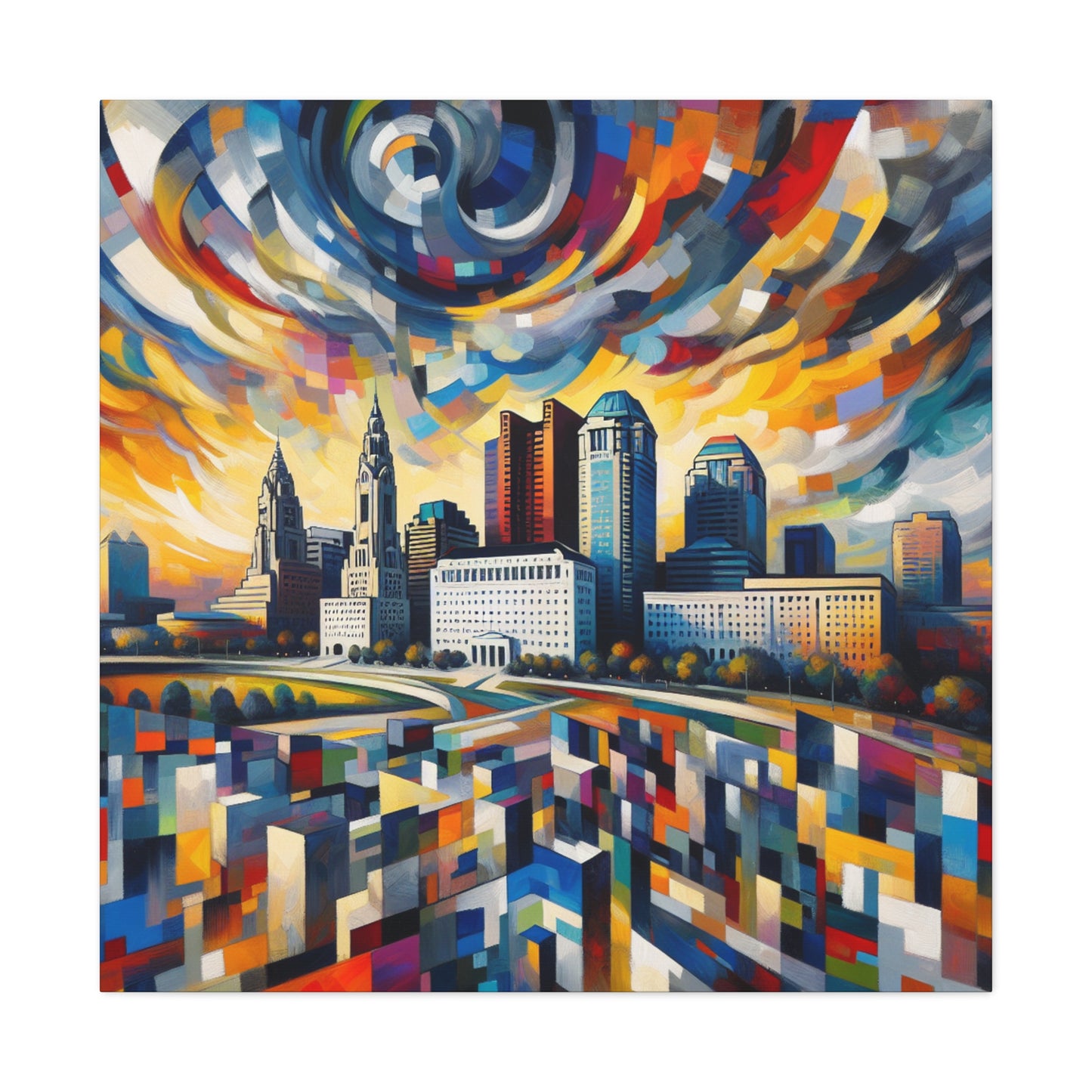 "Dynamic Dreamscape: Columbus Chronicles" - Canvas