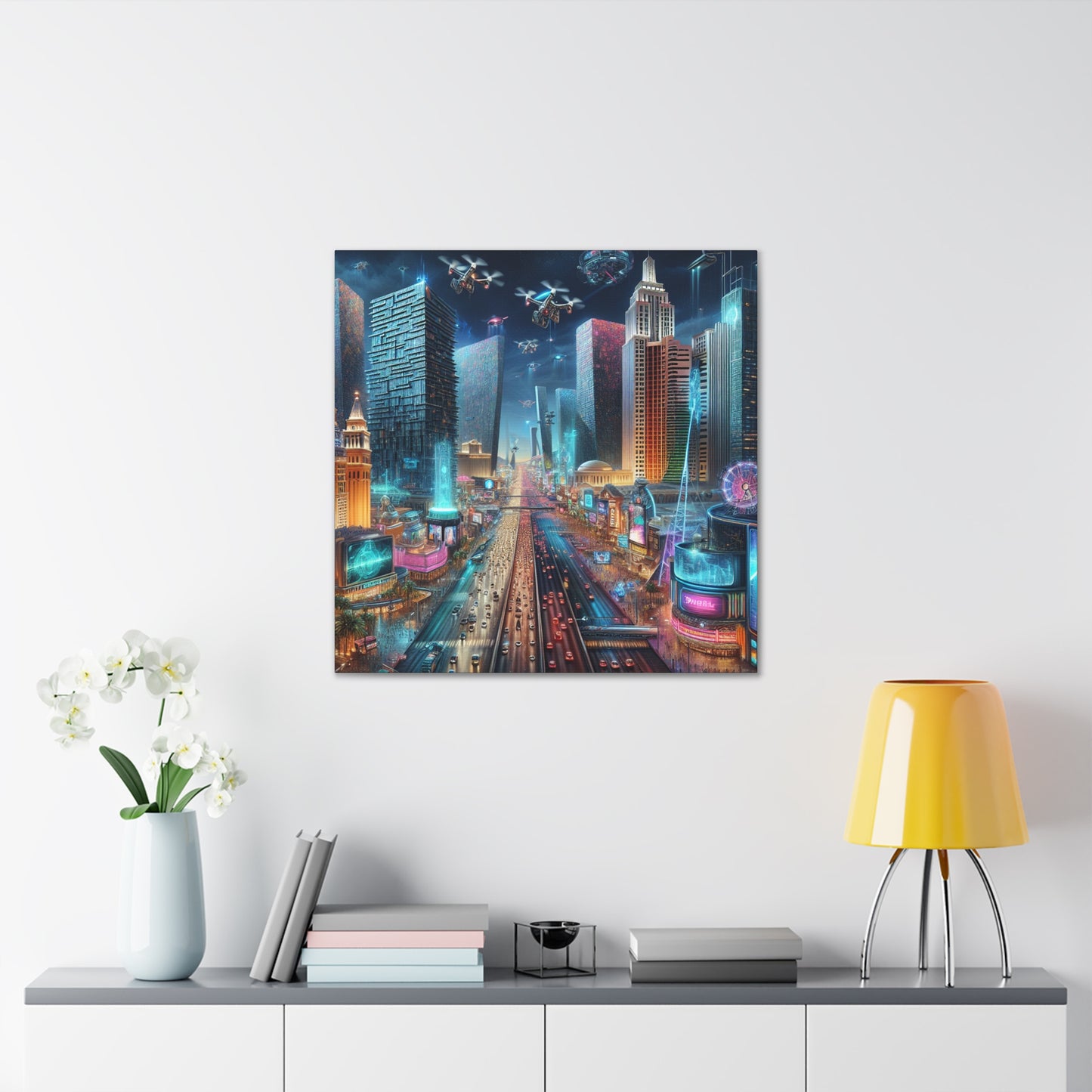 Neon Mirage Nightscape - Canvas