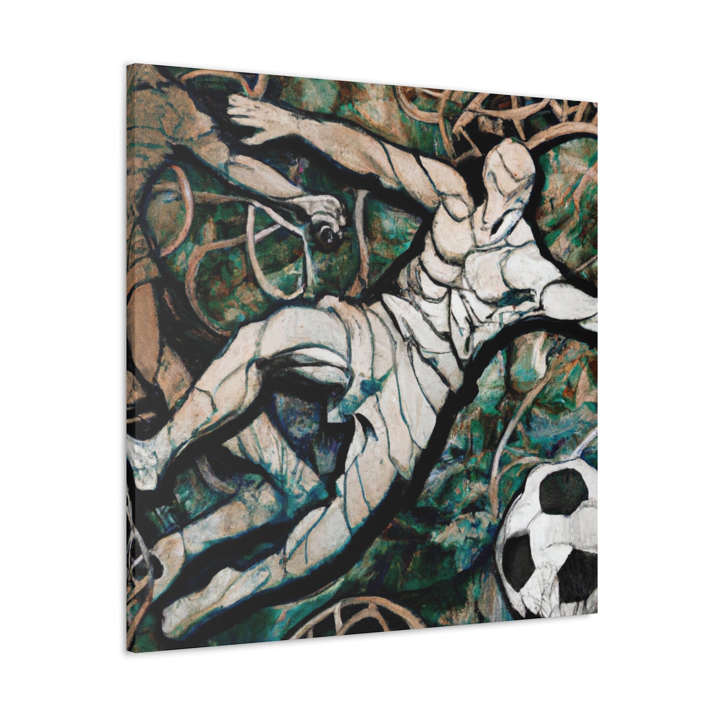 "Playing Soccer in Art Nouveau" - Canvas