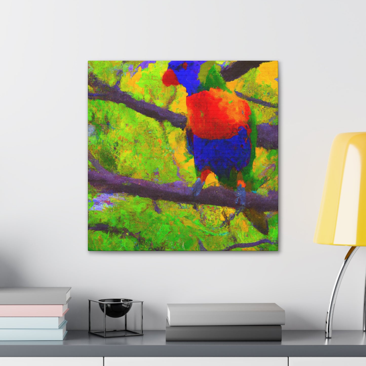 "Rainbow Lorikeets in Bloom" - Canvas