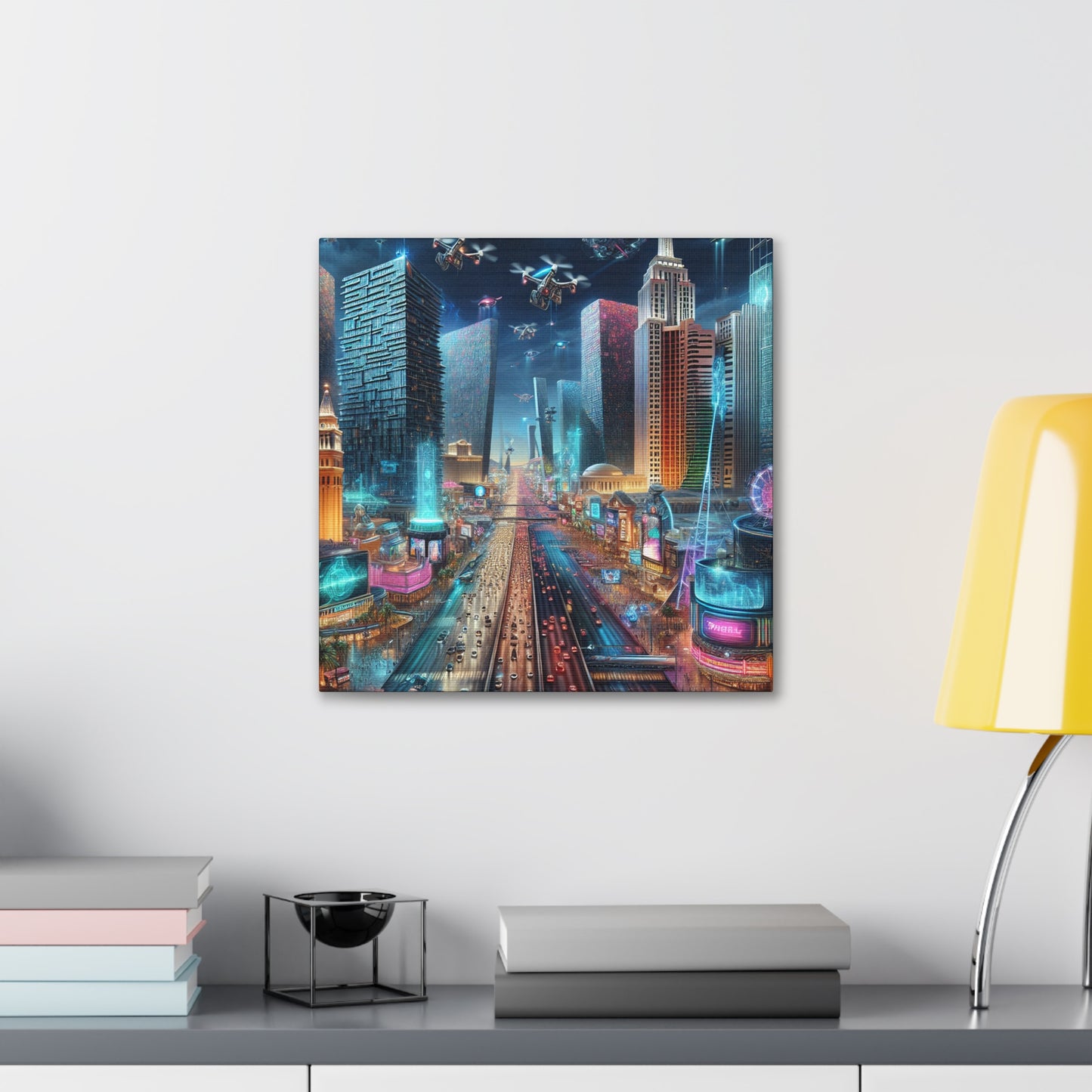 Neon Mirage Nightscape - Canvas