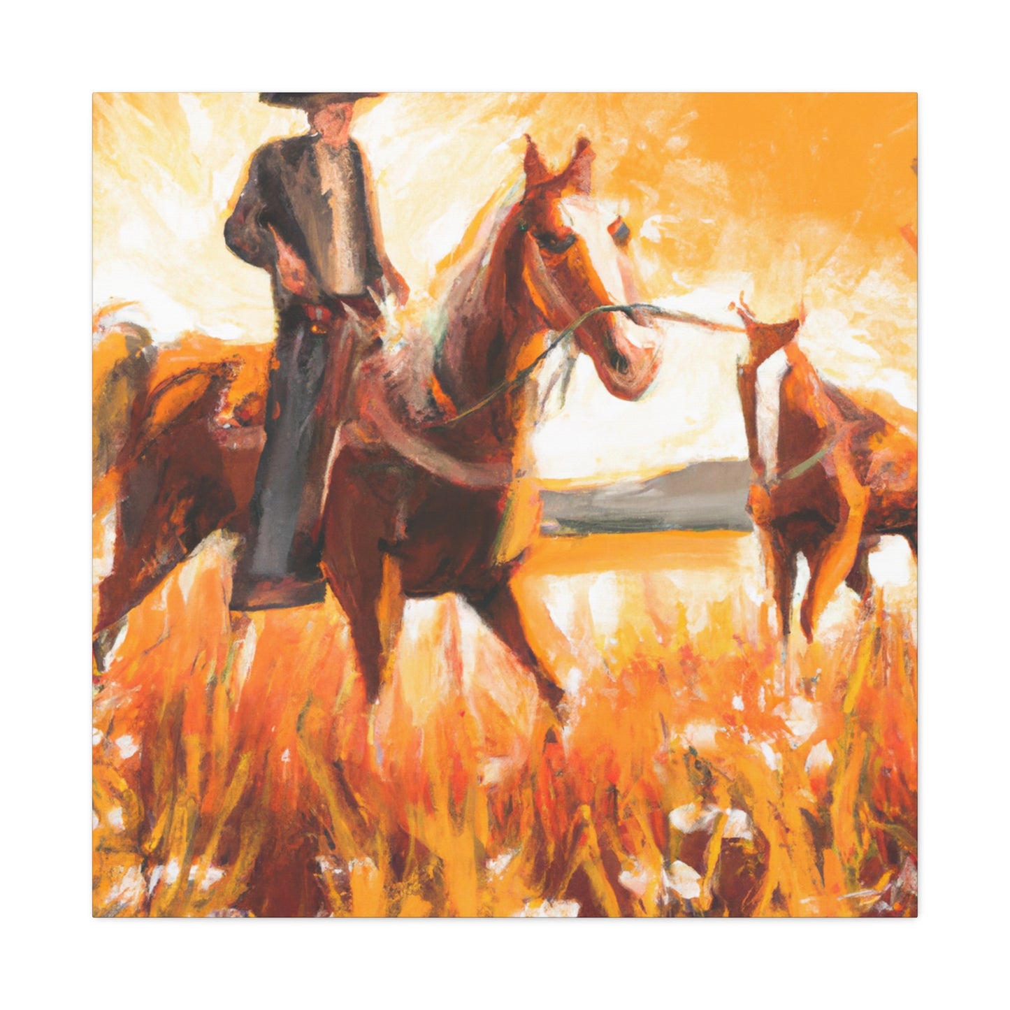 Wild Horses Grazing - Canvas