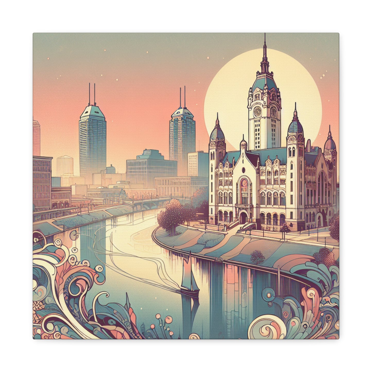 "Cityscape Serenade: Indianapolis" - Canvas