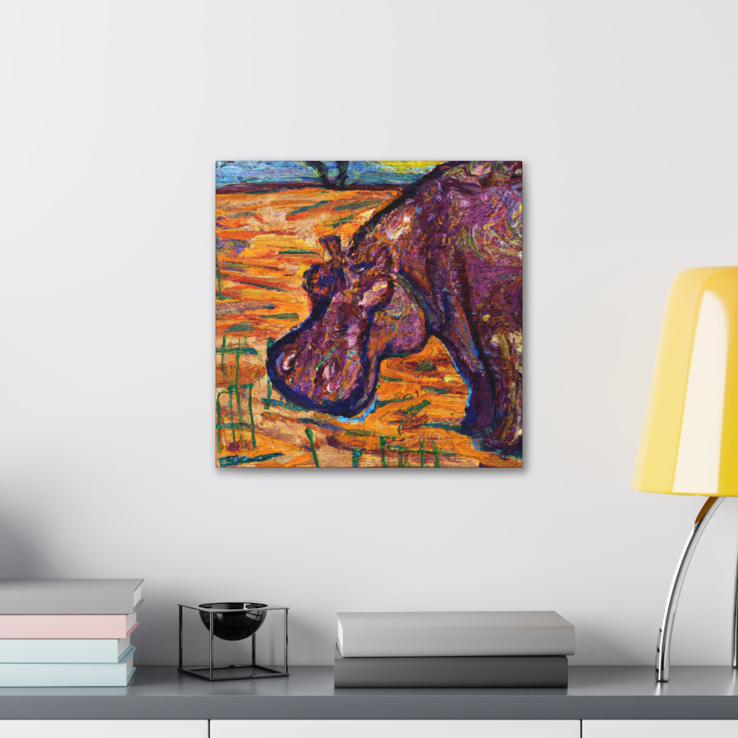 "Hippo at Dusk" - Canvas