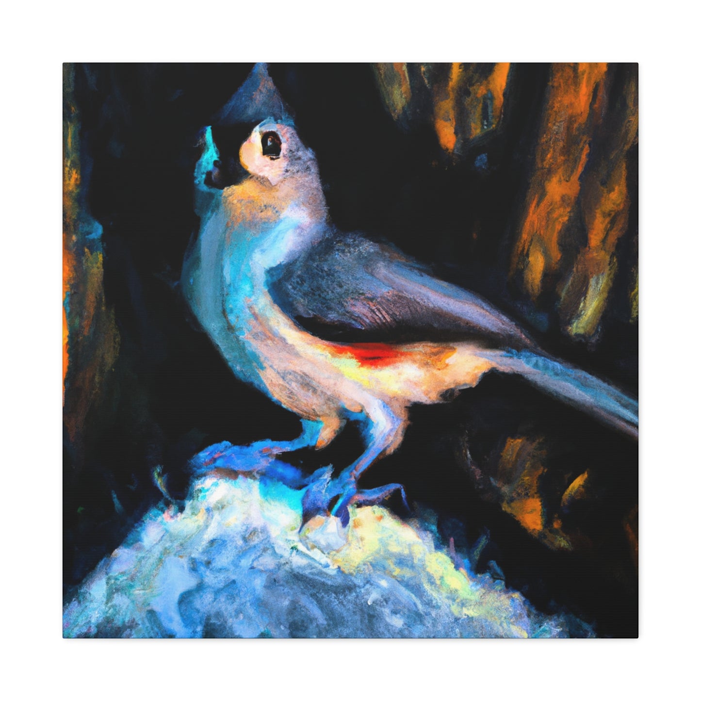 "Tufted Titmouse Expressionism" - Canvas