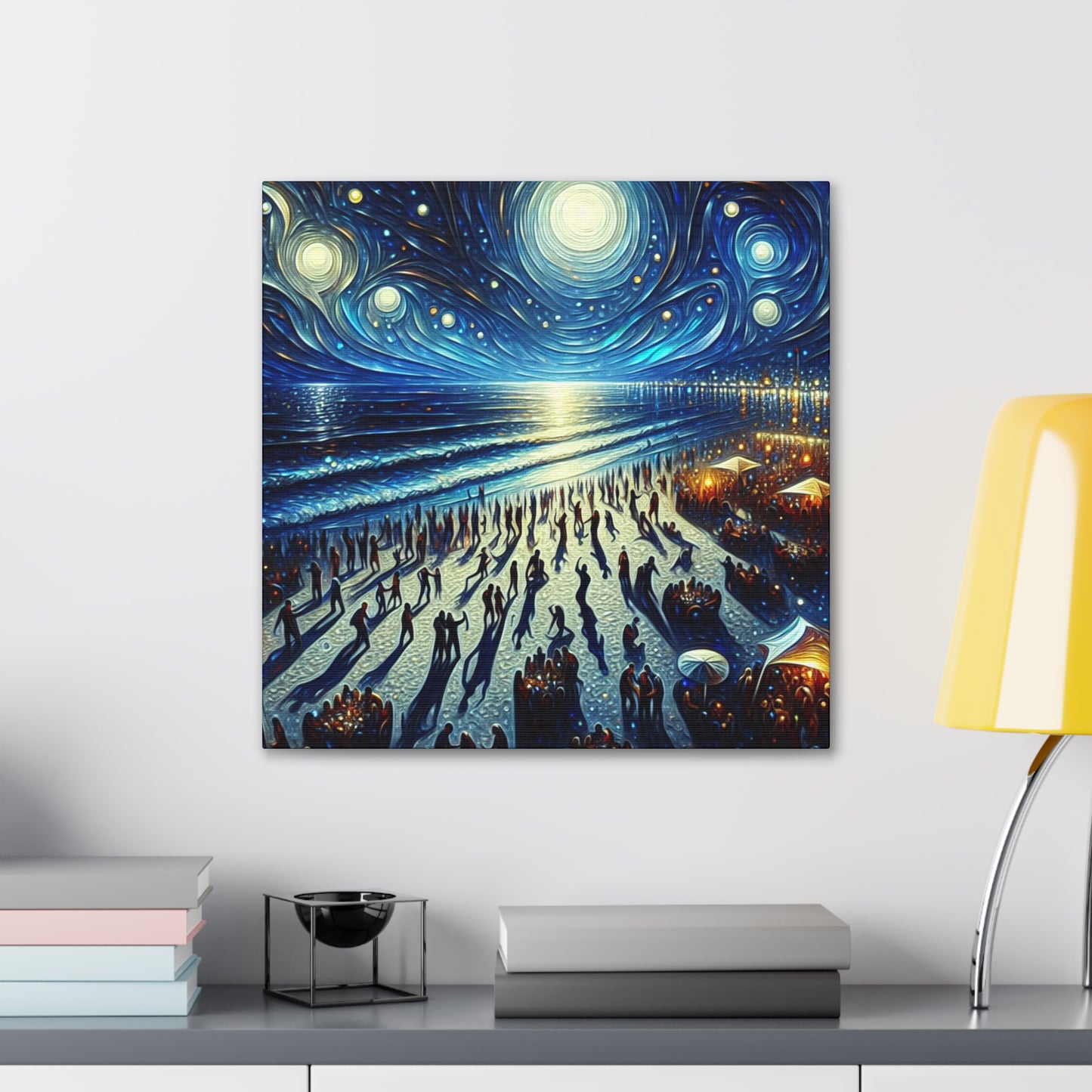 "Lunar Revelry on Shore" - Canvas