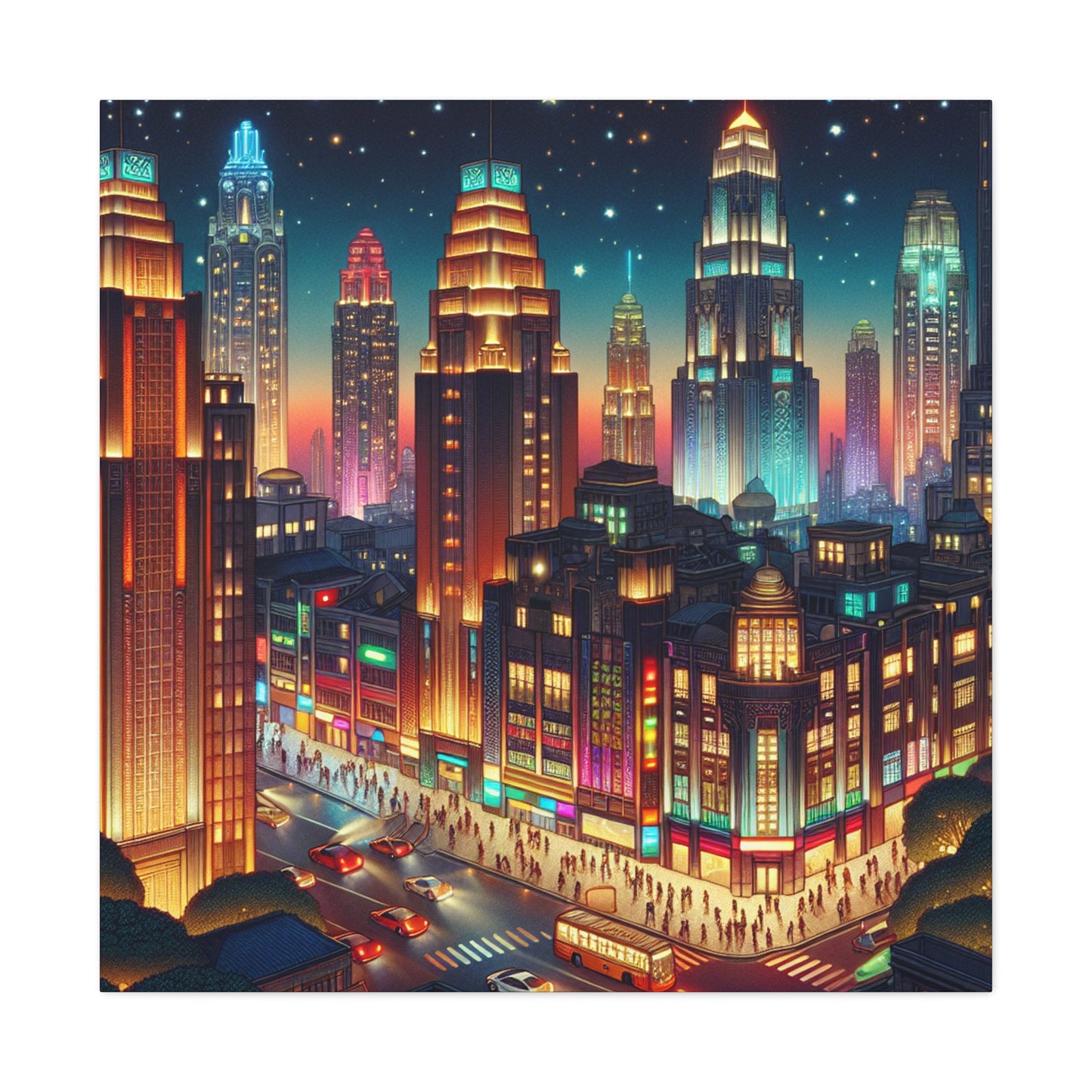 Midnight Metropolis Glow - Canvas