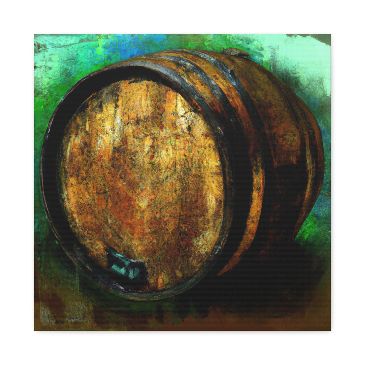 "Whiskey Barrels Glistening". - Canvas