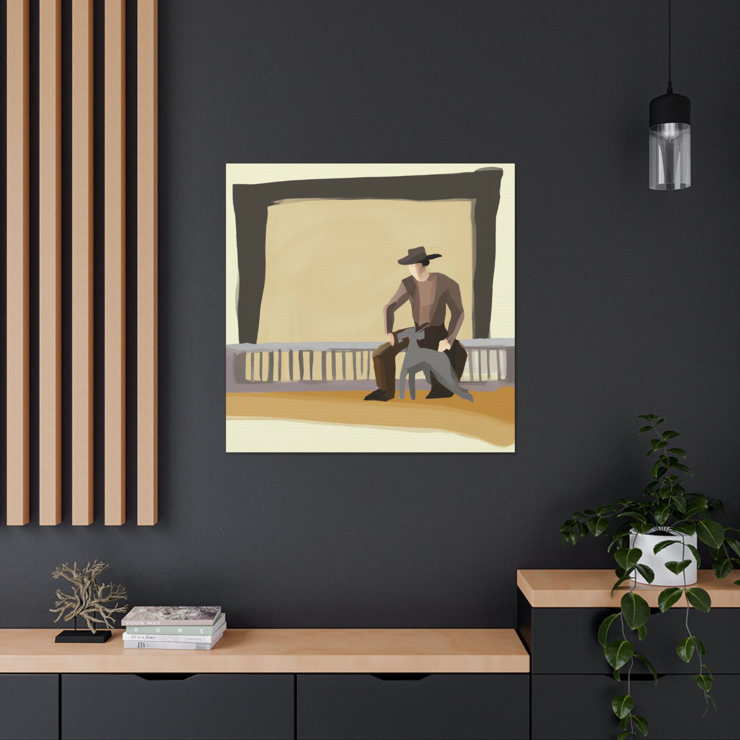 "Cowboy at Dusk Fence" - Canvas